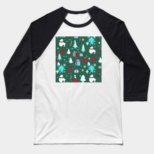 Cute Christmas Theme Holiday Pattern. Baseball T-Shirt